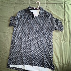 Men’s Nike Black and White Striped Golf Polo Shirt